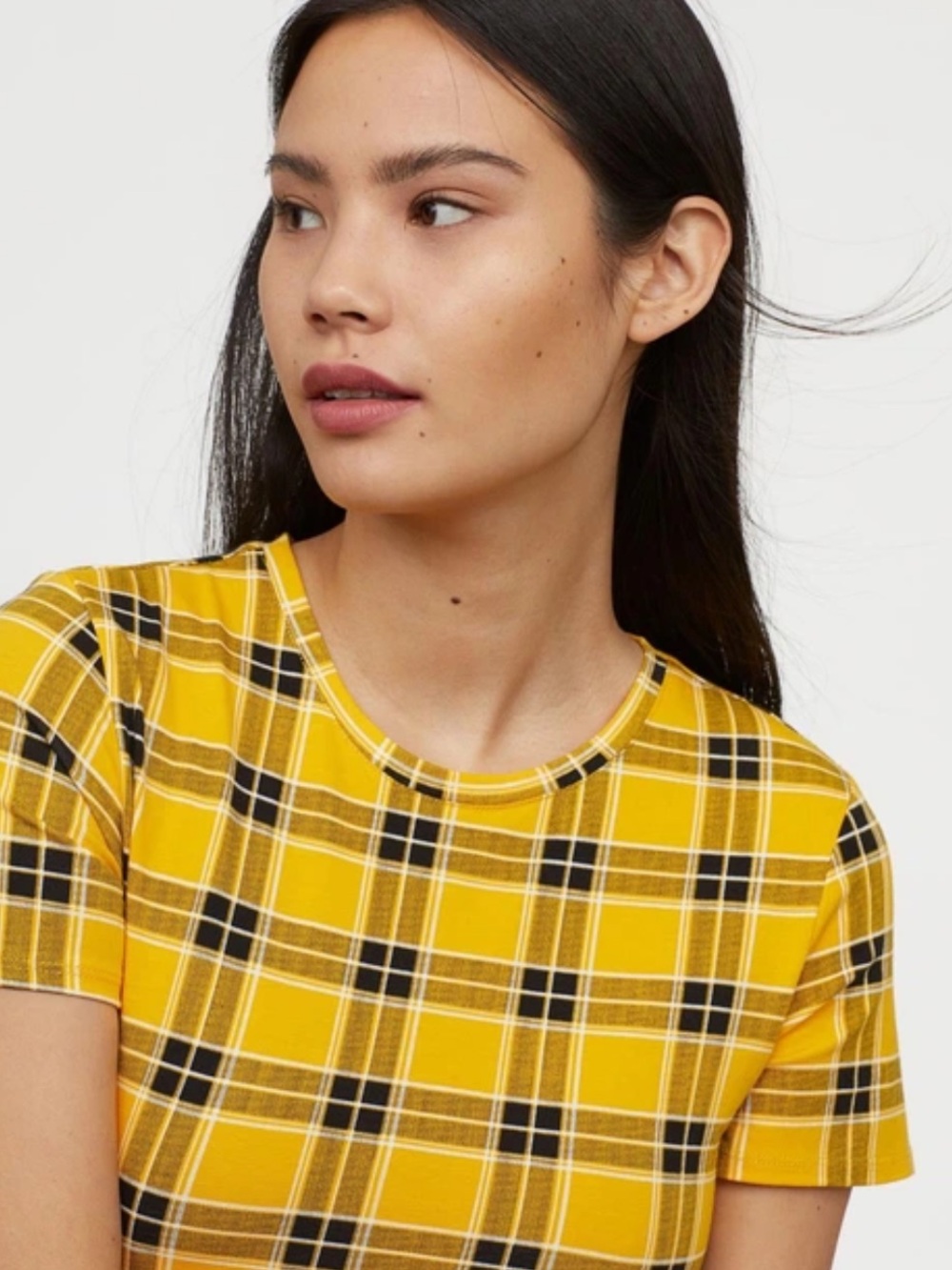 Twik Preppy novacheck plaid  tartan top- NWOT SzM- Mustard yellow-Clueless vibes - Picture 6 of 7